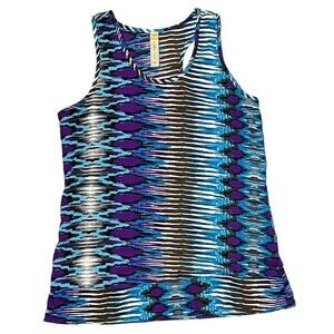 Dizzy Love Tank Top Sleeveless Racerback Camisole Purple Blue Stretch Size Small